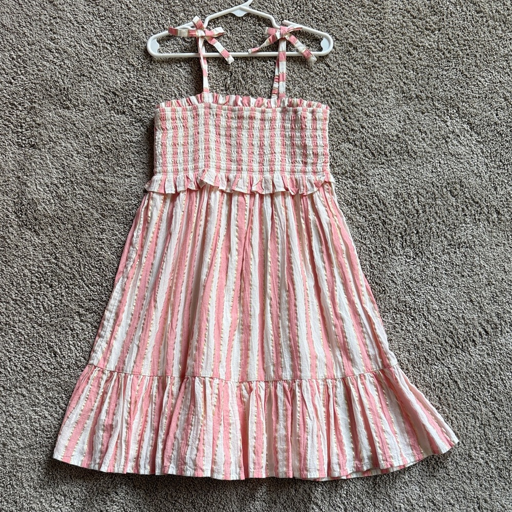 Crewcuts Pink and White Striped Kids Dress